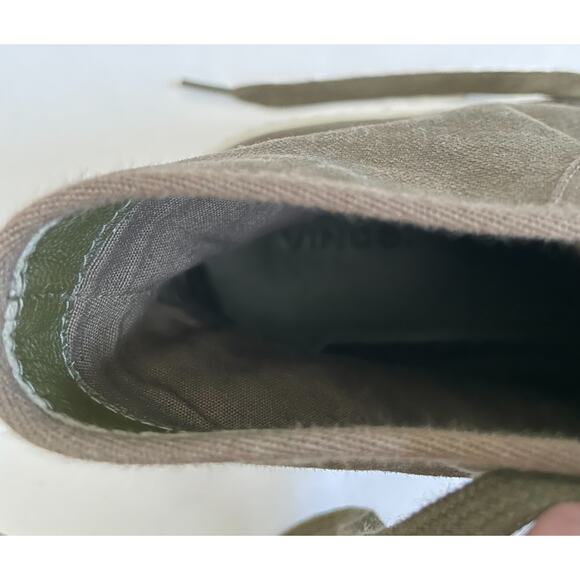 Vince High Top Casual Canvas Sneaker Army Green Size 7 Medium